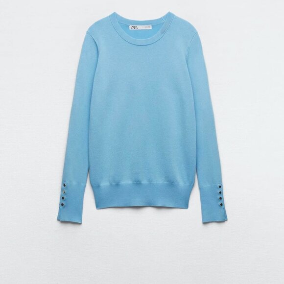 Zara Basic Knit Sweater Blue - Picture 2 of 6